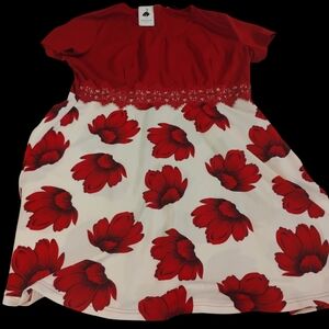 Elegant Red Floral Midi Dress
